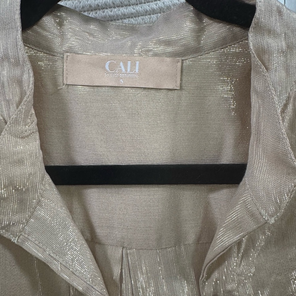 CALI Metallic Gold Sleeveless Shirt Dress - Picture 4 of 4